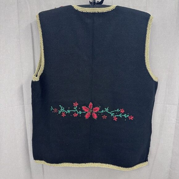 Designer Originals Sweater Vest Womens Large Joy Holiday Christmas Poinsettia - Picture 5 of 6